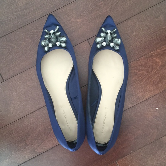 Zara Embellished Pointed Flats - Picture 1 of 7